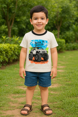 Born To Rider Jeep Printed Boys T-Shirt