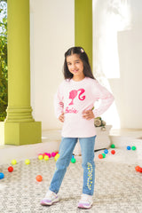Pair of Barbie printed Girls Jersey & Denim Pants| WGKT-02 | GDP-03 - Bouncybears