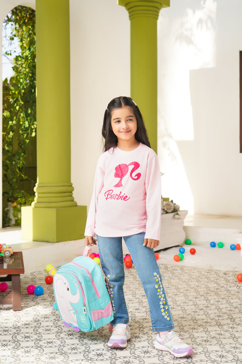 Pair of Barbie printed Girls Jersey & Denim Pants| WGKT-02 | GDP-03 - Bouncybears