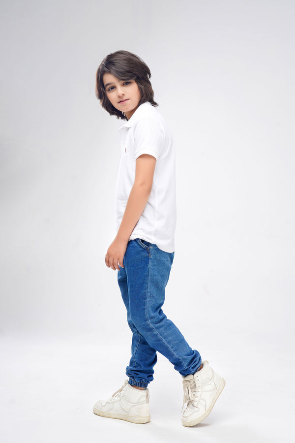 White SHORT SLEEVES POLO SHIRT BKP001A - Bouncybears