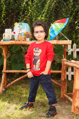 Pair of Bear Printed  Boys Jersey  & Denim pants | WBKT-06 | BDP-02
