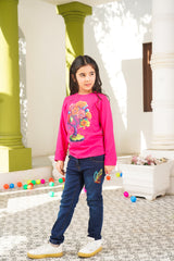 Pair of Flowers printed Girls Jersey & Denim Pants |  WGKT-03 | GDP-01/GDP-03