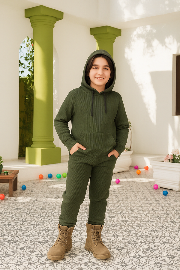 Universal Hood Pajama Set in Premium Thermal Fabric | UHP-12/24GN - Bouncybears