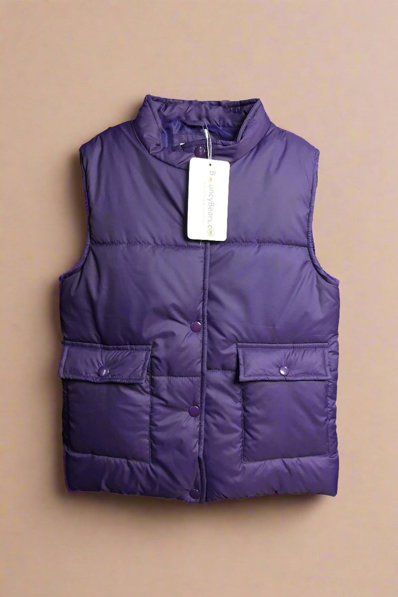 kids sleeveless puffer jacket blue color Purple Bouncybears