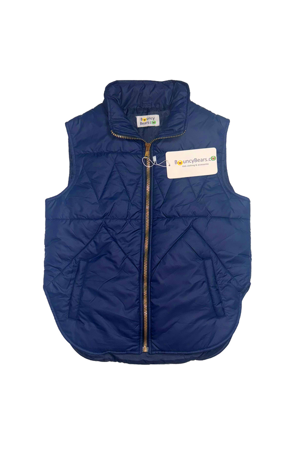 kids sleeveless puffer jacket blue color bouncybears