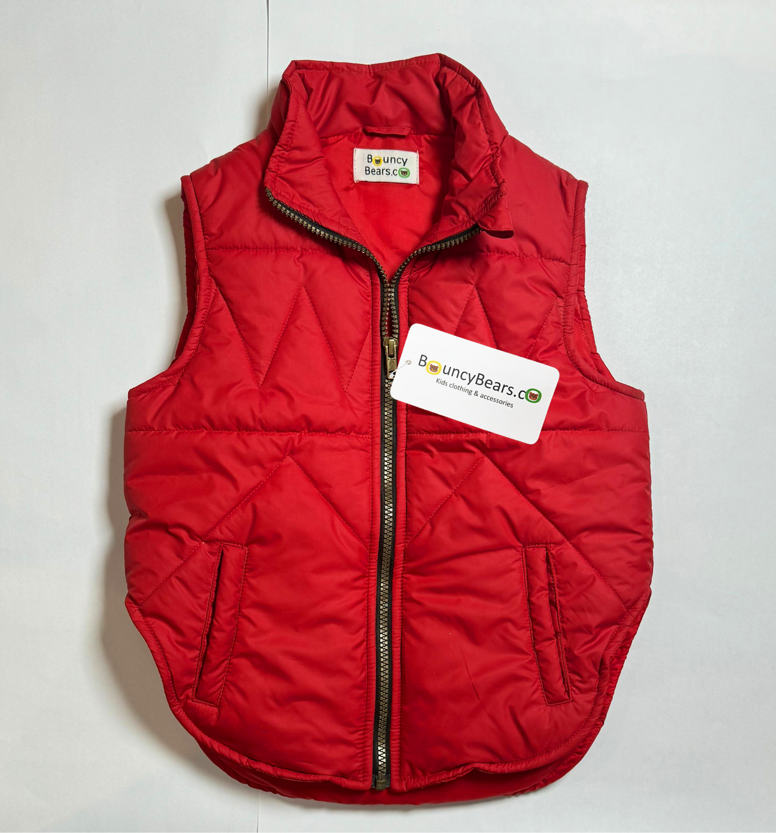 Red sleeveless puffer jacket store