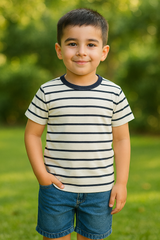 Striped short-sleeved t-shirt - Kids | BouncyBears Pakistan BTS52506 - Bouncybears